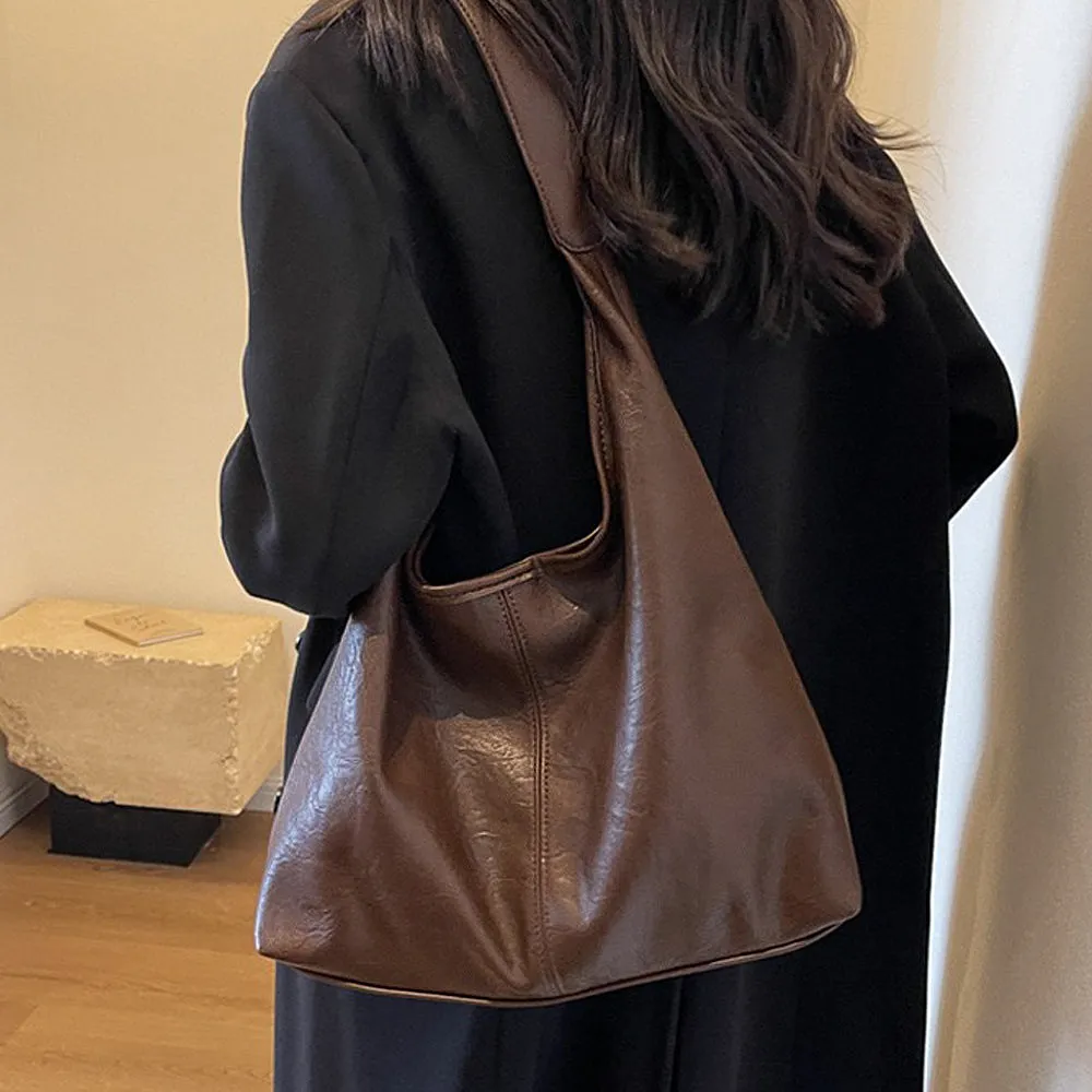 Athena Large Slouchy Shoulder Bag With Magnetic Clasp in Brown sold by XYlondon product image thumbnail 3