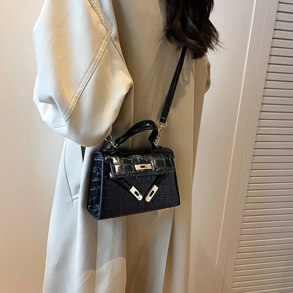 Rebecca Mini Animal Print Crossbody Shoulder Bag With Strap in Black sold by XYlondon