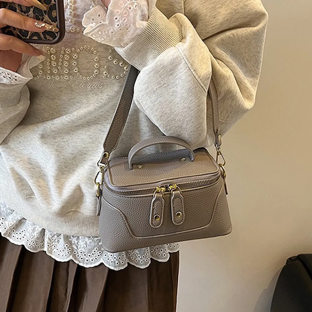 Holly Mini Crossbody Zip Up Tote Bag With Adjustable Shoulder Strap in Taupe sold by XYlondon product image thumbnail 4