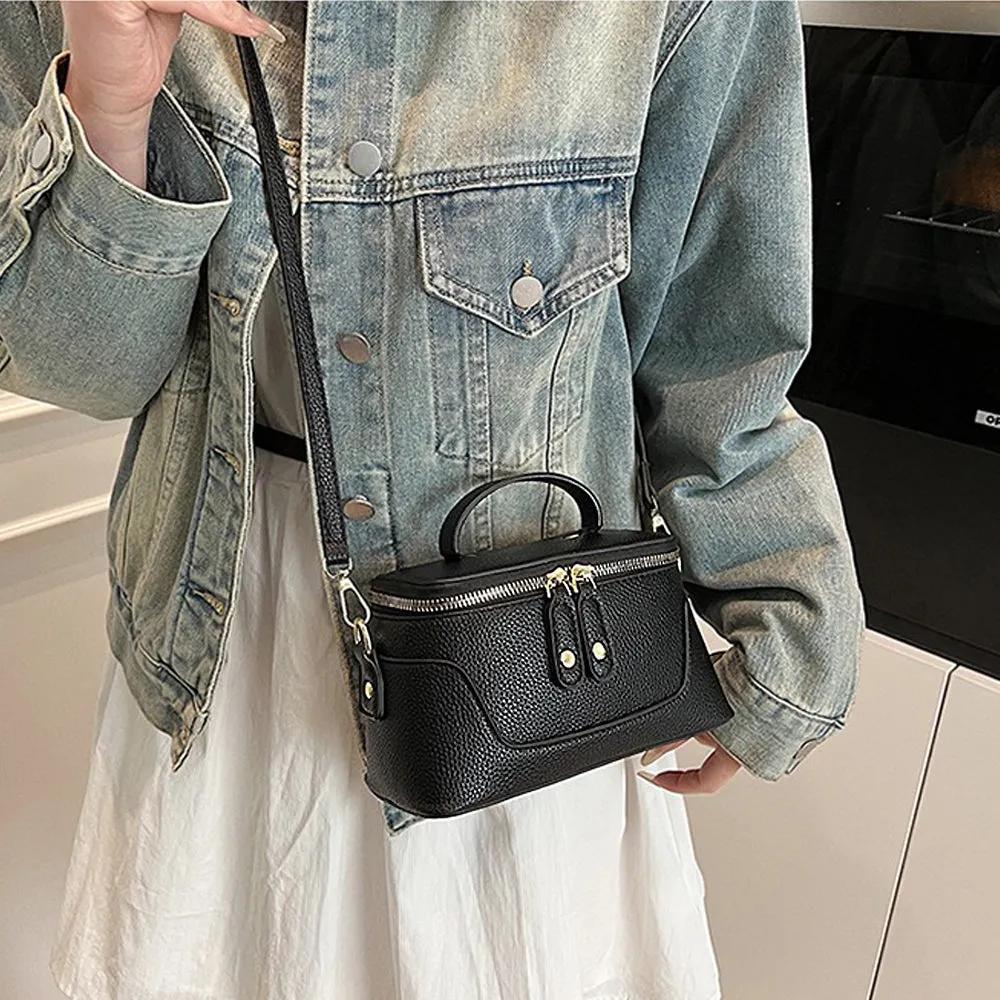 Holly Mini Crossbody Zip Up Tote Bag With Adjustable Shoulder Strap in Black sold by XYlondon product image thumbnail 3