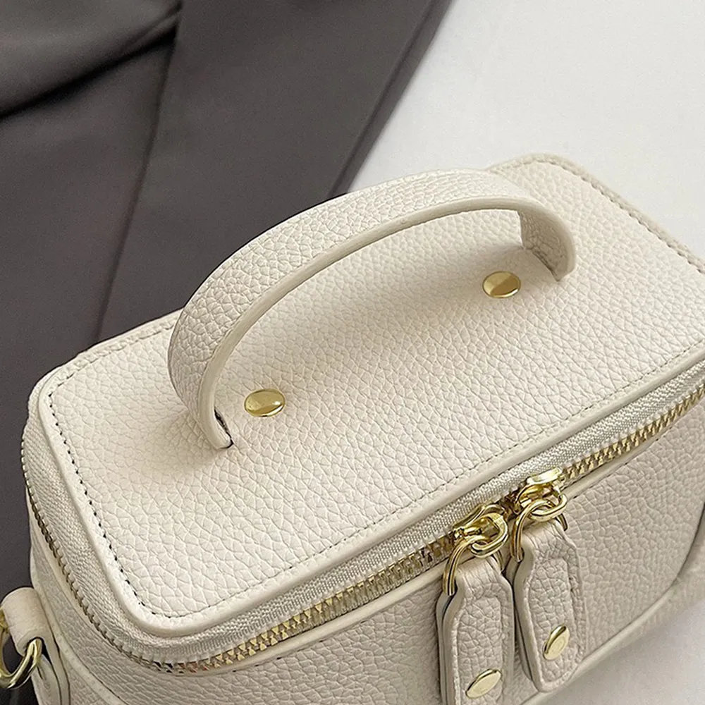 Holly Mini Crossbody Zip Up Tote Bag With Adjustable Shoulder Strap in Beige sold by XYlondon product image thumbnail 5