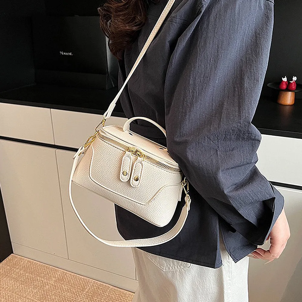 Holly Mini Crossbody Zip Up Tote Bag With Adjustable Shoulder Strap in Beige sold by XYlondon