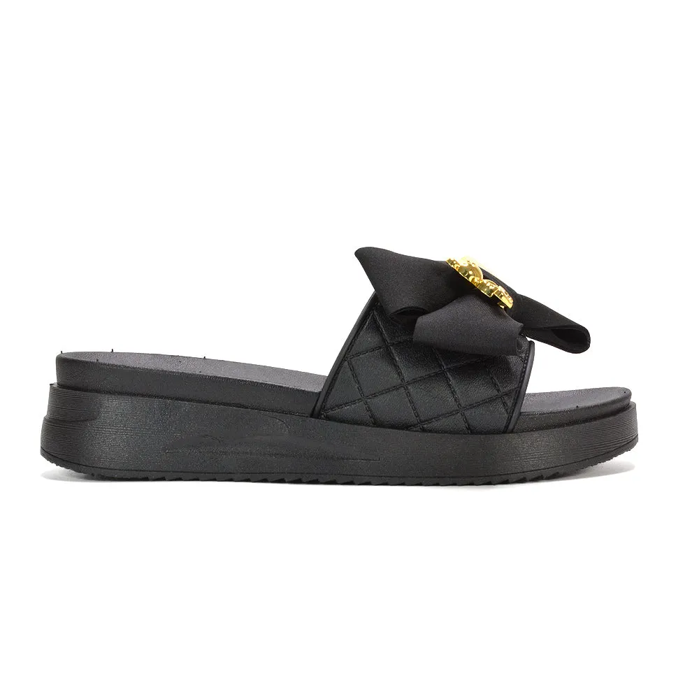 Charli Slip On Flatform Slides Summer Sandals For Holiday in Black sold by XYlondon product image thumbnail 3