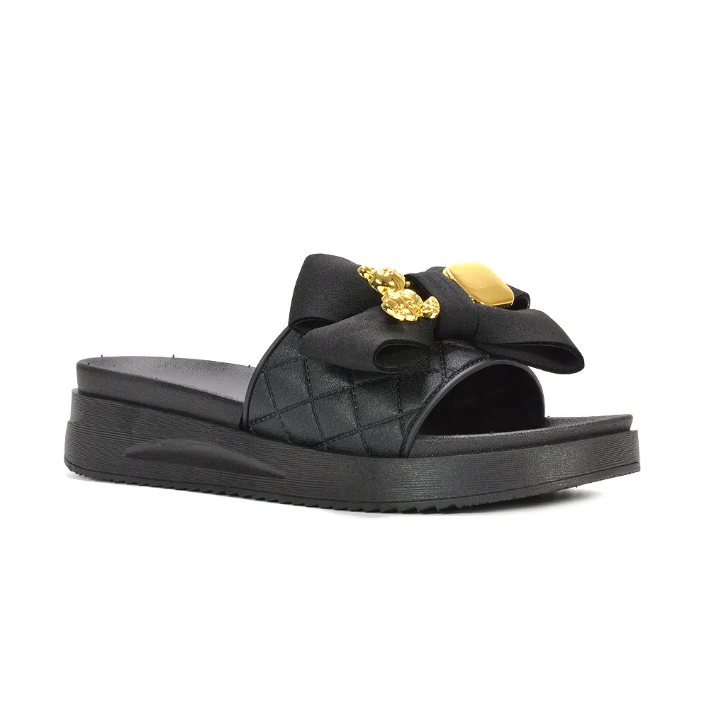 Charli Slip On Flatform Slides Summer Sandals For Holiday in Black sold by XYlondon product image thumbnail 2