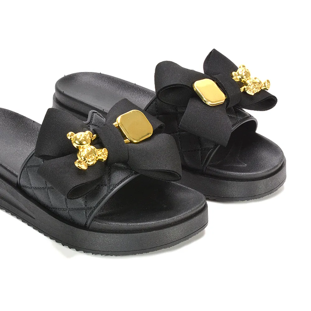 Charli Slip On Flatform Slides Summer Sandals For Holiday in Black sold by XYlondon product image thumbnail 4
