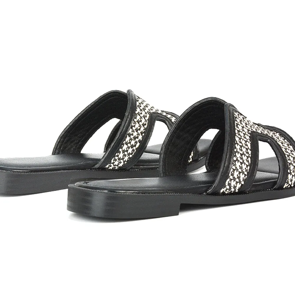 Lola Cut Out Strap Flat Summer Slip On Holiday Slides in Black sold by XYlondon product image thumbnail 2
