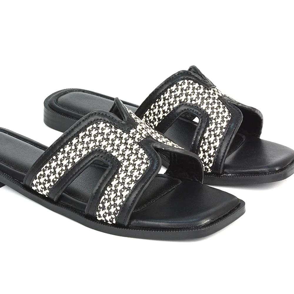 Lola Cut Out Strap Flat Summer Slip On Holiday Slides in Black sold by XYlondon product image thumbnail 3