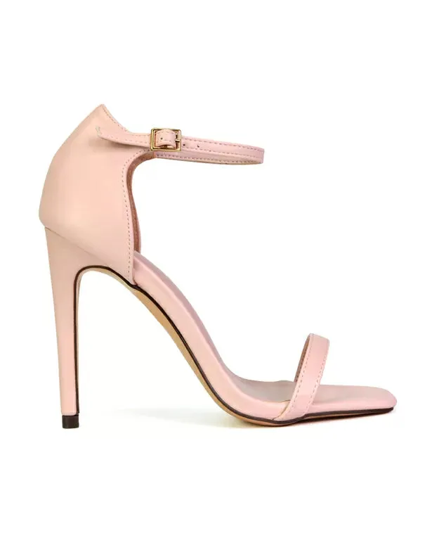 Bambi Square Toe Party Stiletto High Heel Strappy Sandals in Pink sold by XYlondon product image thumbnail 3