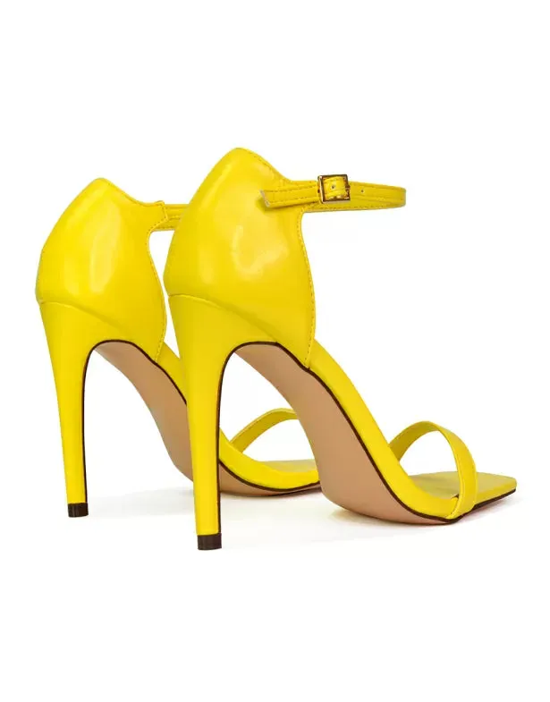 Bambi Square Toe Party Stiletto High Heel Strappy Sandals in Yellow sold by XYlondon product image thumbnail 2