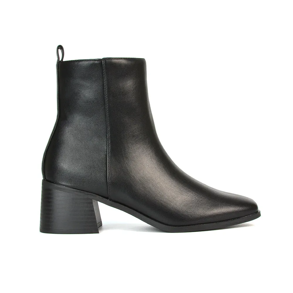 Cece Low Block Heel Square Toe Chelsea Ankle Boots in Black Synthetic Leather sold by XYlondon product image thumbnail 4