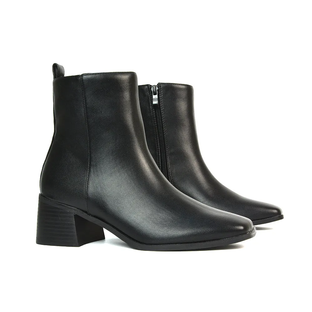 Cece Low Block Heel Square Toe Chelsea Ankle Boots in Black Synthetic Leather sold by XYlondon product image thumbnail 3