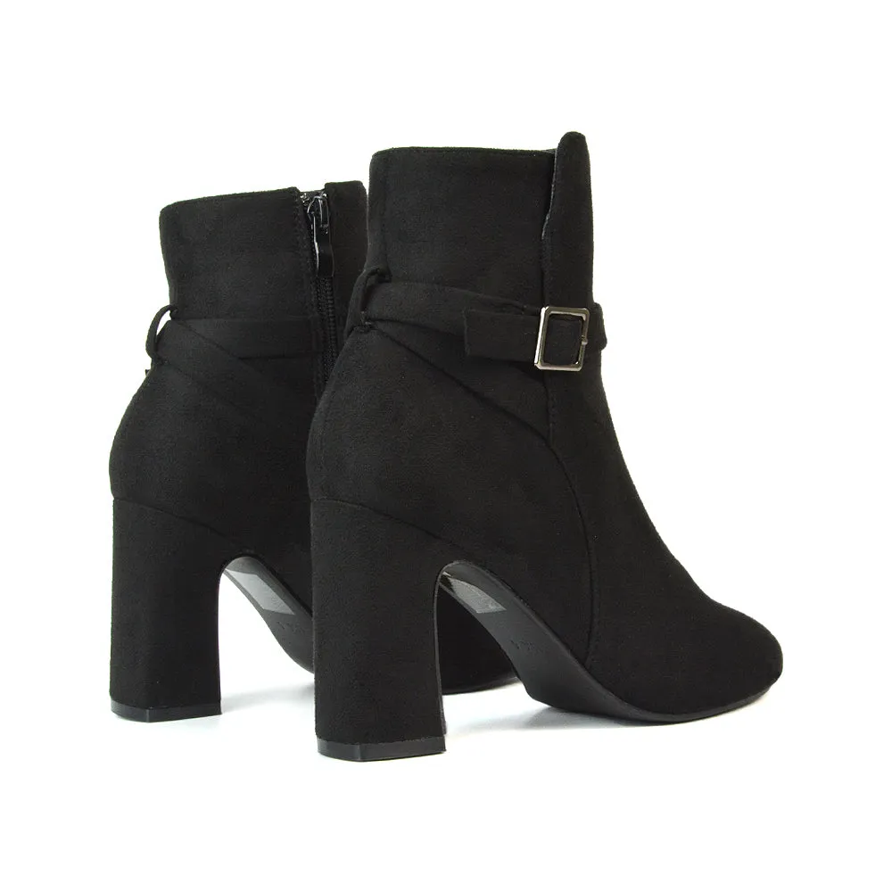 Maria Block High Heel Winter Zip Up Ankle Boots in Black Faux Suede sold by XYlondon product image thumbnail 3