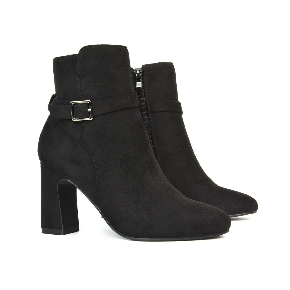 Maria Block High Heel Winter Zip Up Ankle Boots in Black Faux Suede sold by XYlondon product image thumbnail 2