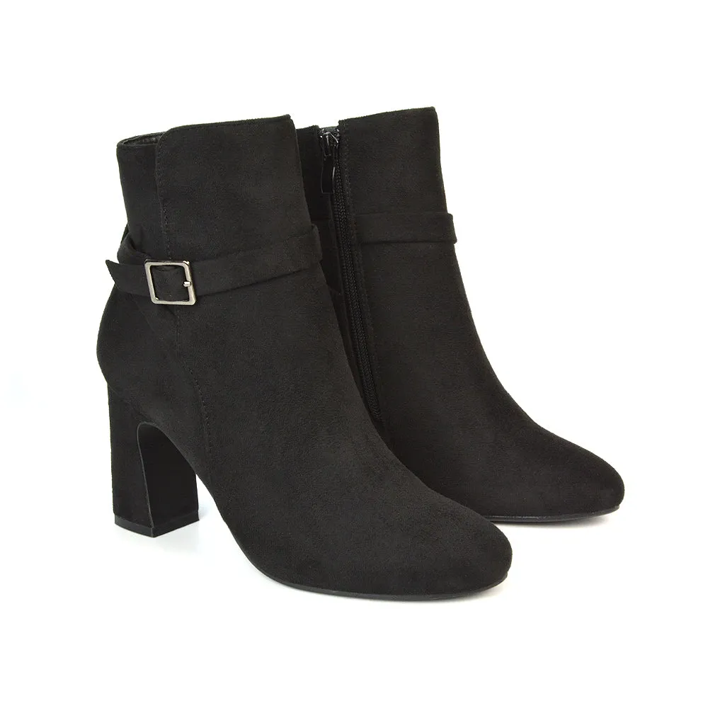 Maria Block High Heel Winter Zip Up Ankle Boots in Black Faux Suede sold by XYlondon product image thumbnail 5