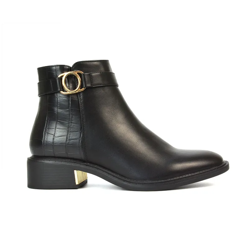 Becca Casual Flat Zip Up Chelsea Ankle Boots in Black Synthetic Leather sold by XYlondon