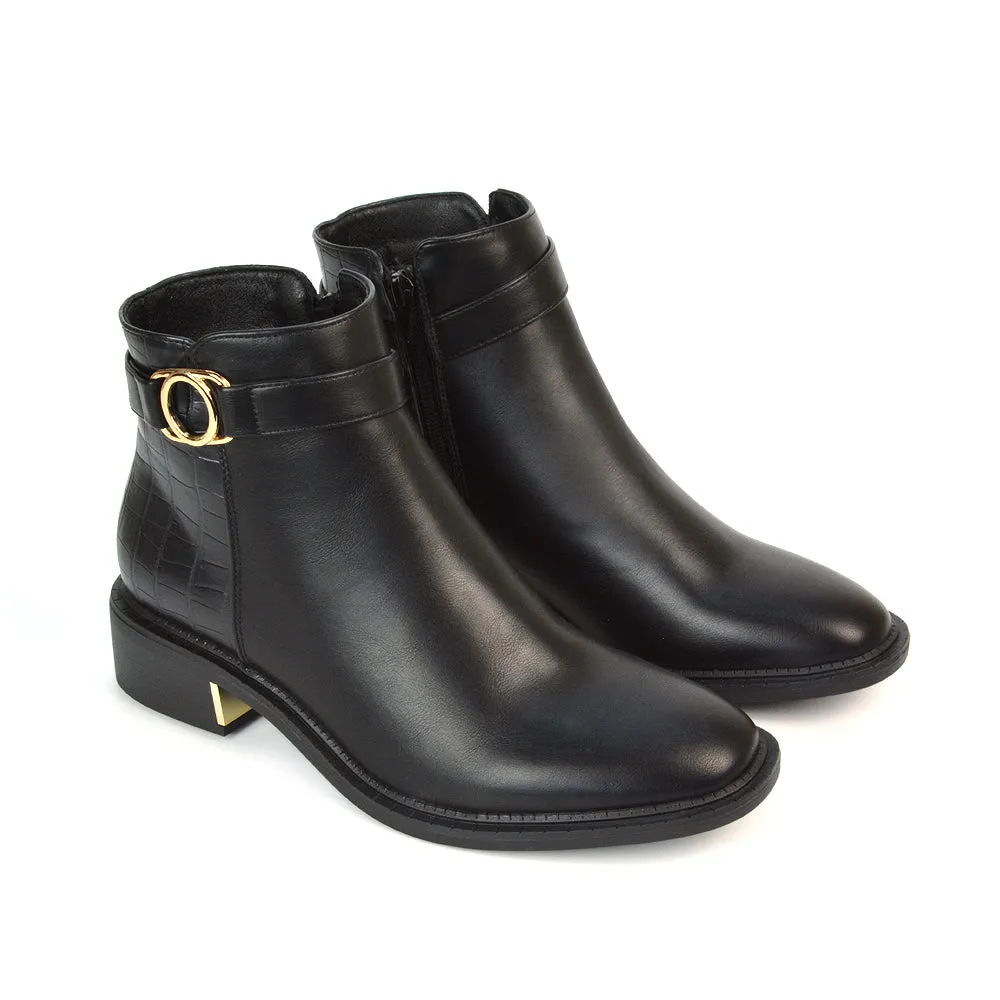 Becca Casual Flat Zip Up Chelsea Ankle Boots in Black Synthetic Leather sold by XYlondon product image thumbnail 5