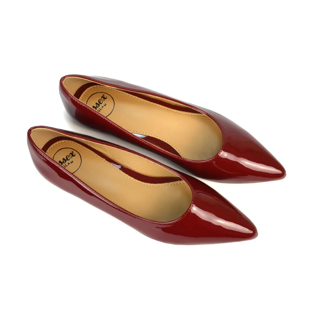 Cordelia Pointed Toe Flat Heel Ballerina Pump Shoes in Cherry Red Patent sold by XYlondon product image thumbnail 2