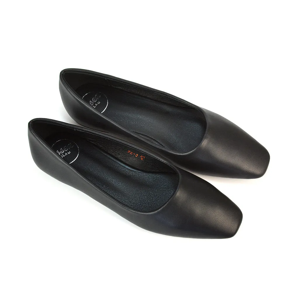Maci Square Toe Slip on Flat Heel Ballerina Pumps in Black Synthetic Leather sold by XYlondon product image thumbnail 4