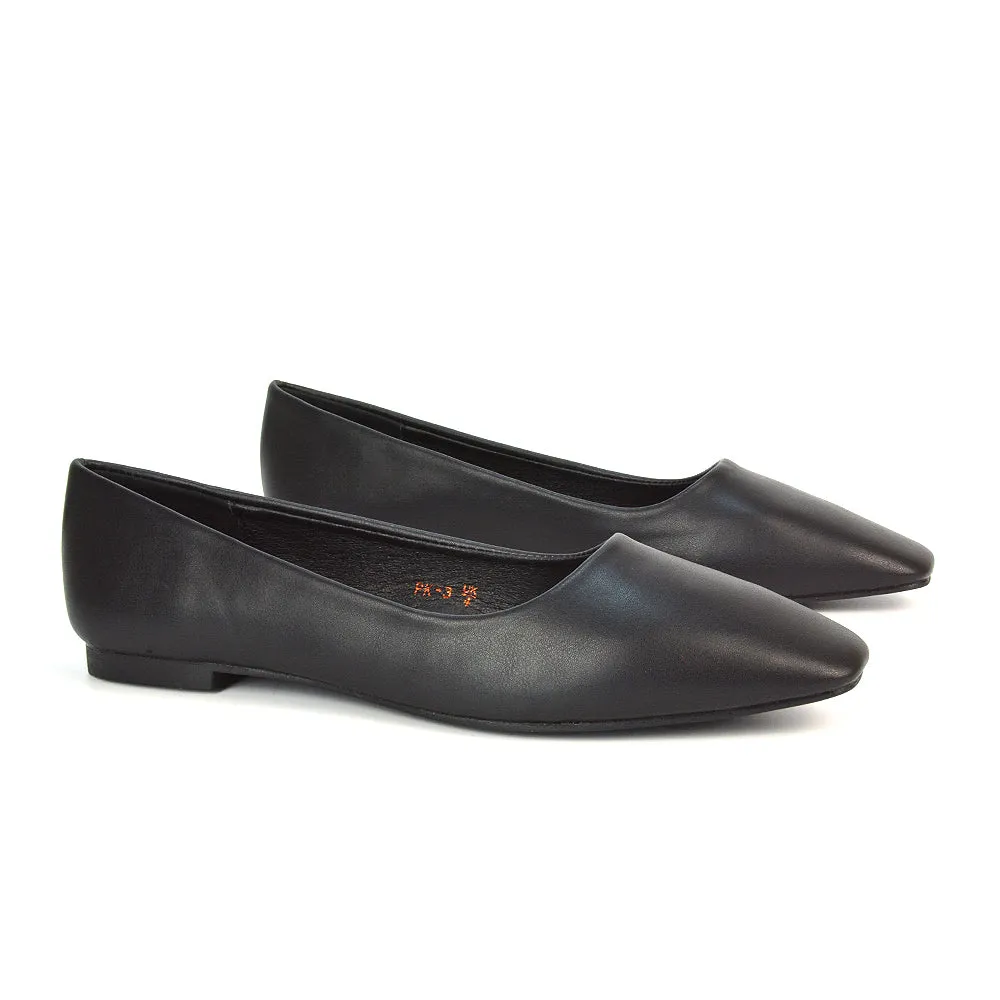 Maci Square Toe Slip on Flat Heel Ballerina Pumps in Black Synthetic Leather sold by XYlondon product image thumbnail 5