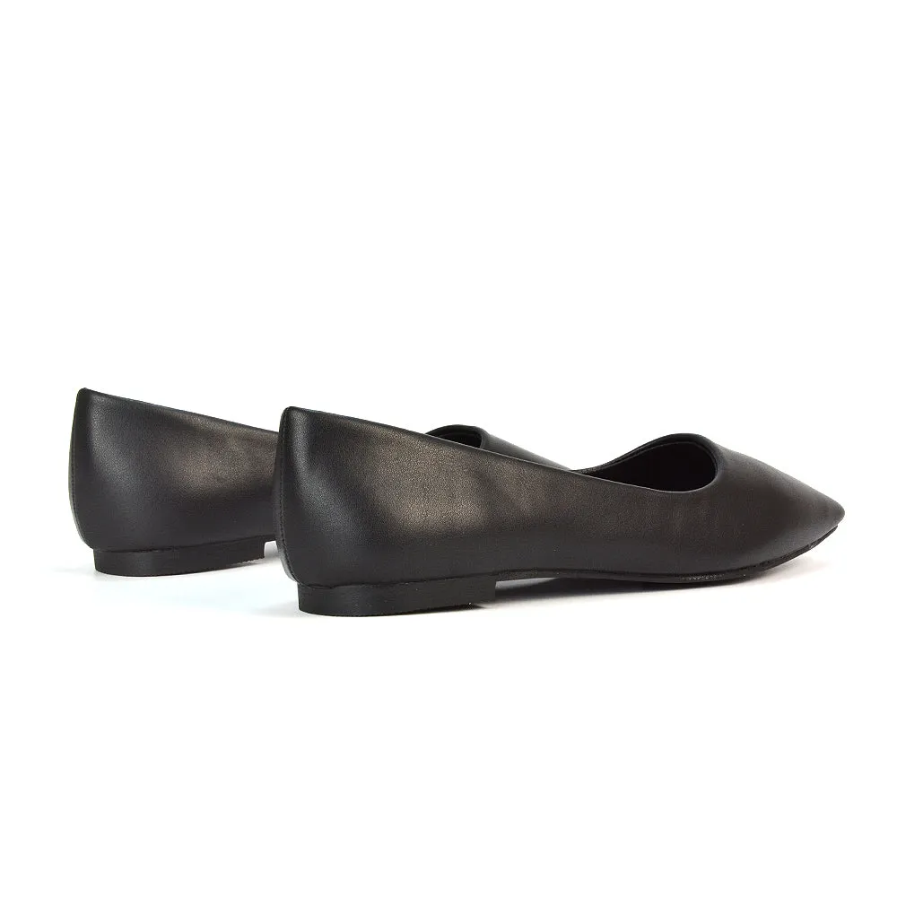 Maci Square Toe Slip on Flat Heel Ballerina Pumps in Black Synthetic Leather sold by XYlondon product image thumbnail 3