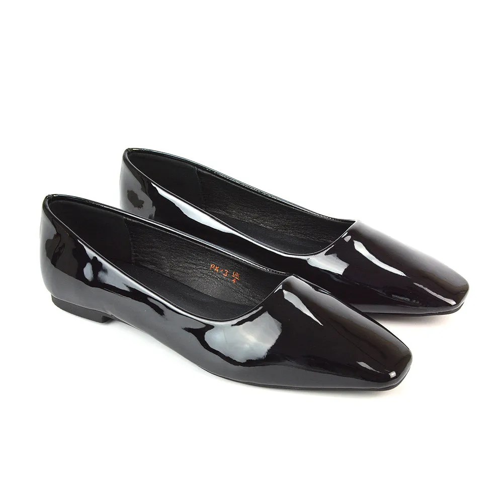 Maci Square Toe Slip on Flat Heel Ballerina Pumps in Black Patent sold by XYlondon product image thumbnail 2