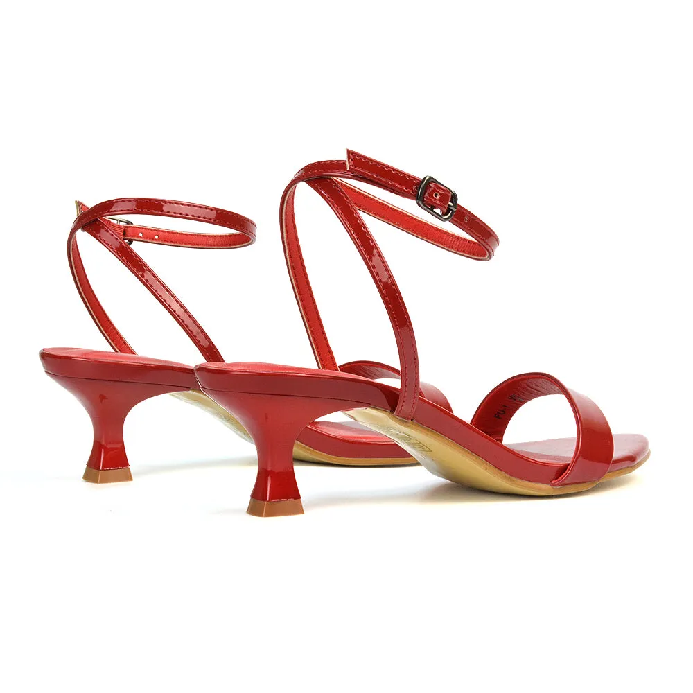 Antonia Strappy Party Kitten Low Heel Sandals in Red Patent sold by XYlondon product image thumbnail 4
