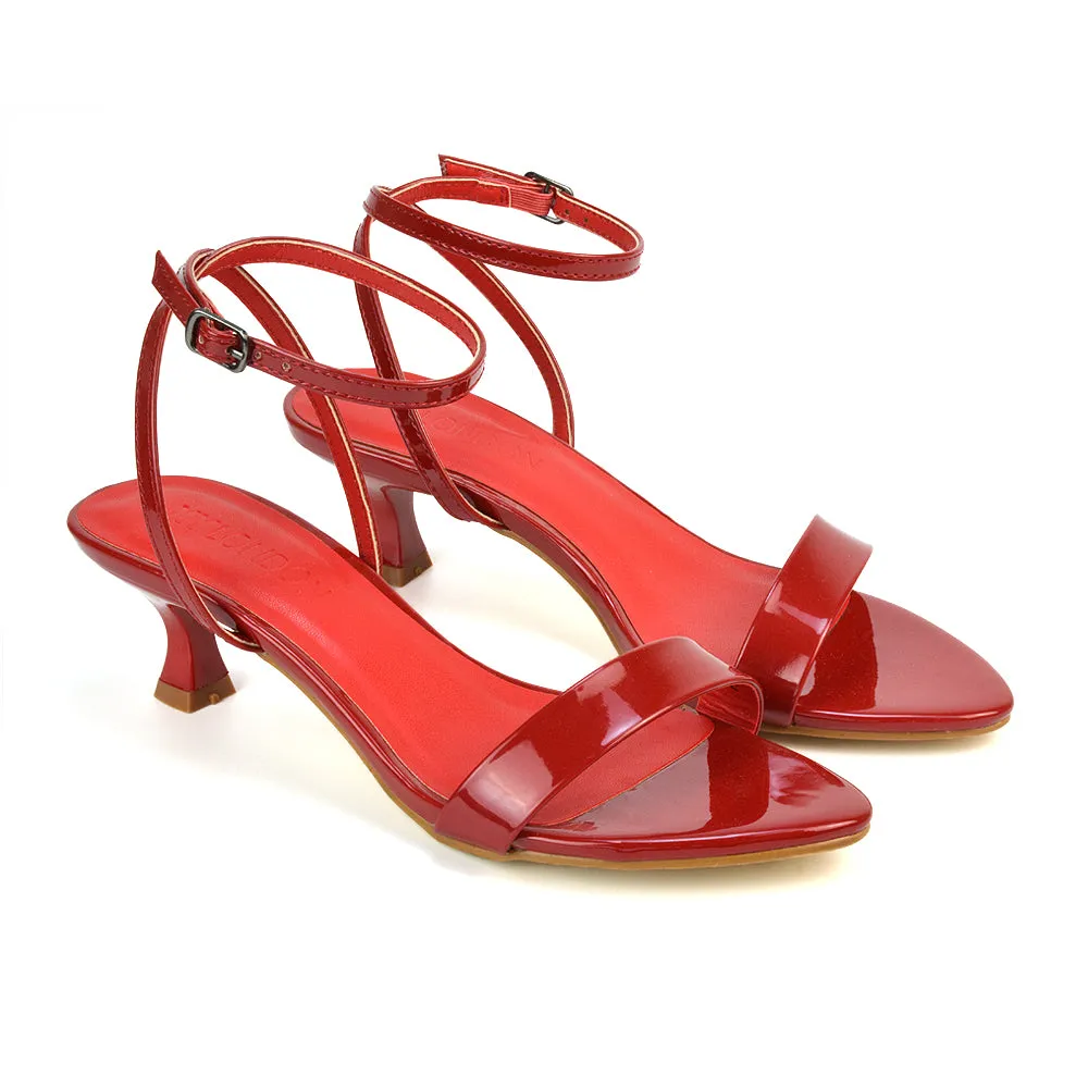 Antonia Strappy Party Kitten Low Heel Sandals in Red Patent sold by XYlondon product image thumbnail 2
