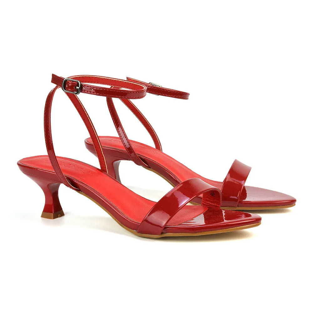 Antonia Strappy Party Kitten Low Heel Sandals in Red Patent sold by XYlondon product image thumbnail 3
