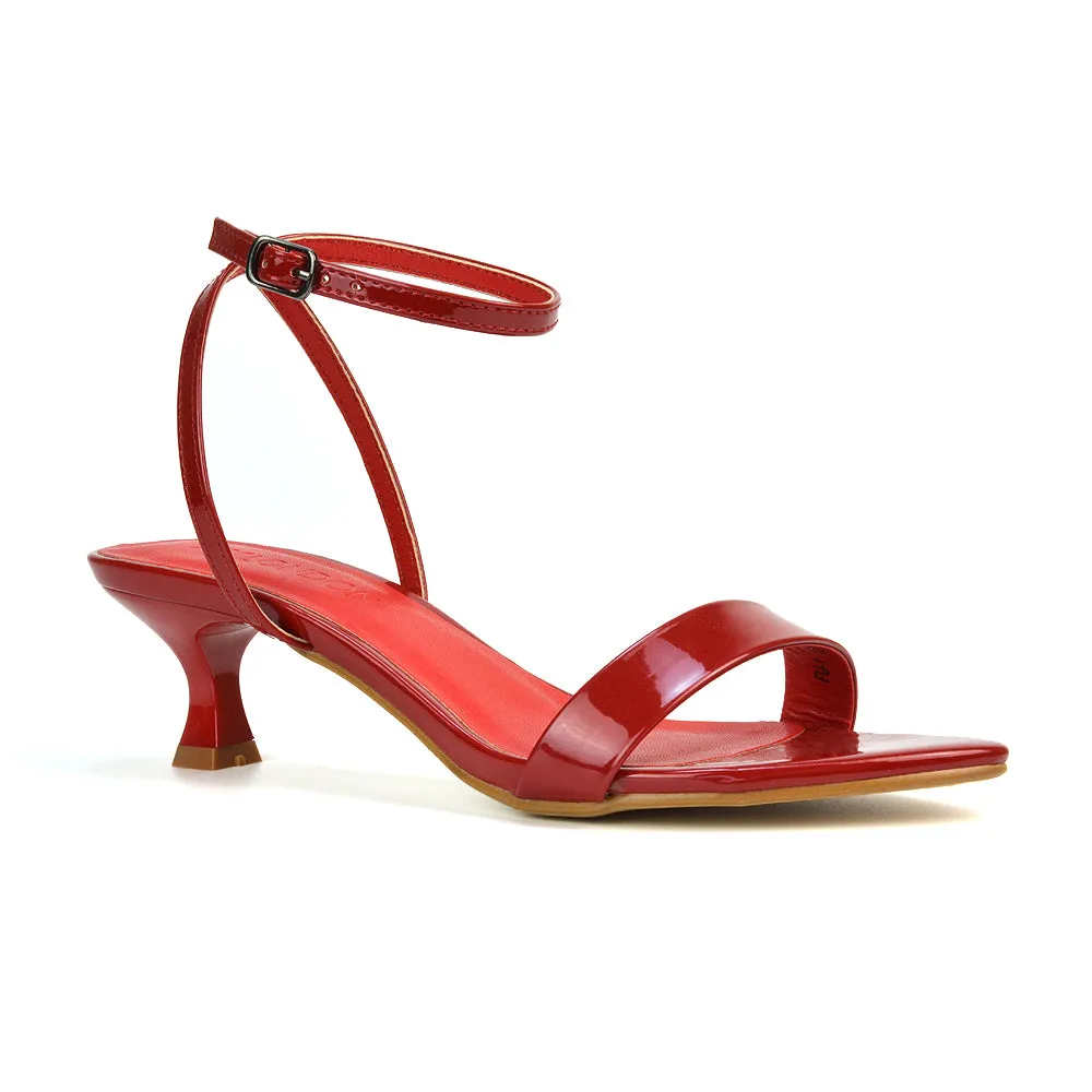 Antonia Strappy Party Kitten Low Heel Sandals in Red Patent sold by XYlondon product image thumbnail 5