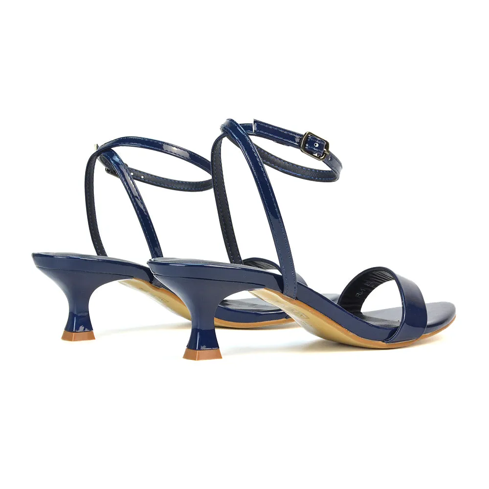 Antonia Strappy Party Kitten Low Heel Sandals in Navy Patent sold by XYlondon product image thumbnail 4