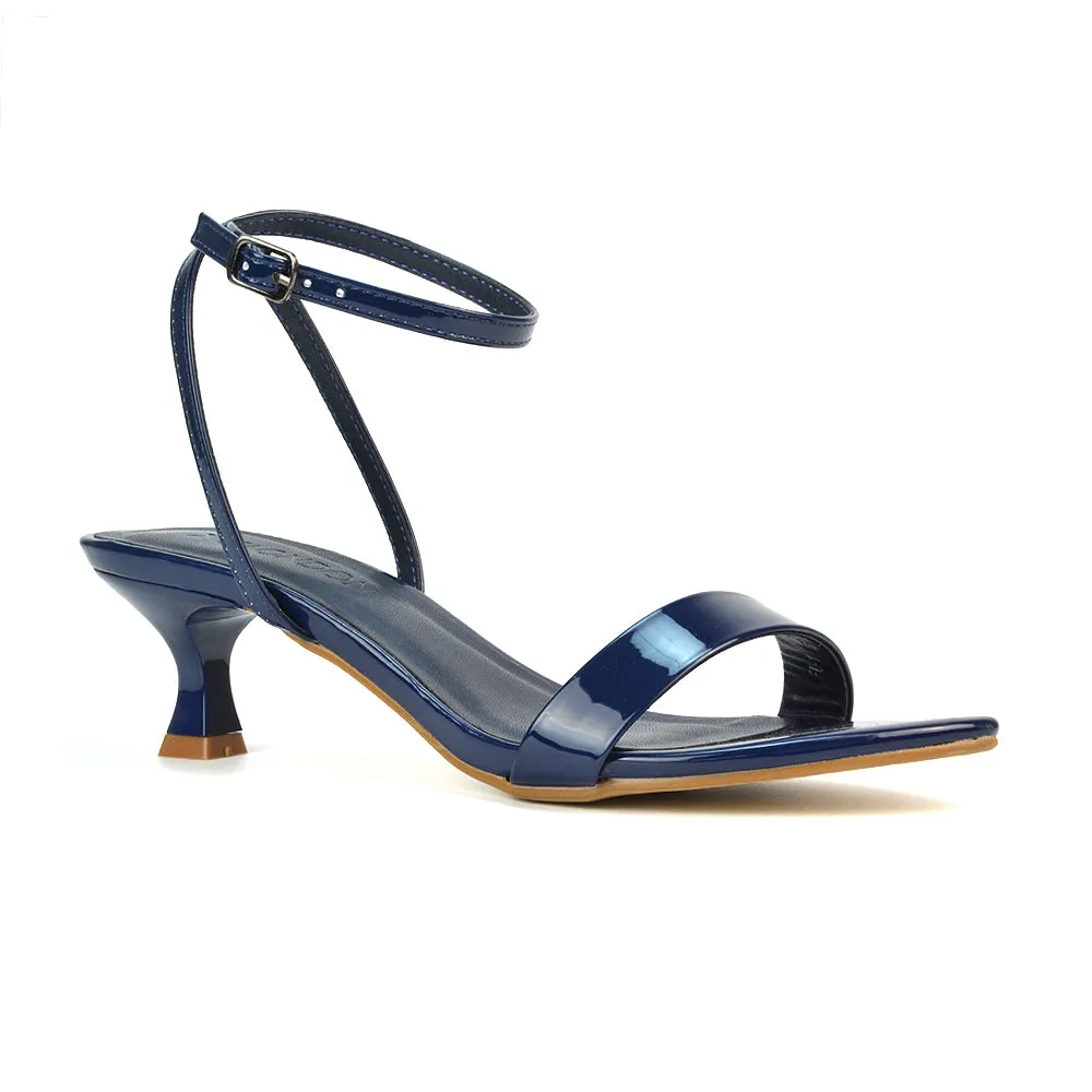 Antonia Strappy Party Kitten Low Heel Sandals in Navy Patent sold by XYlondon product image thumbnail 5