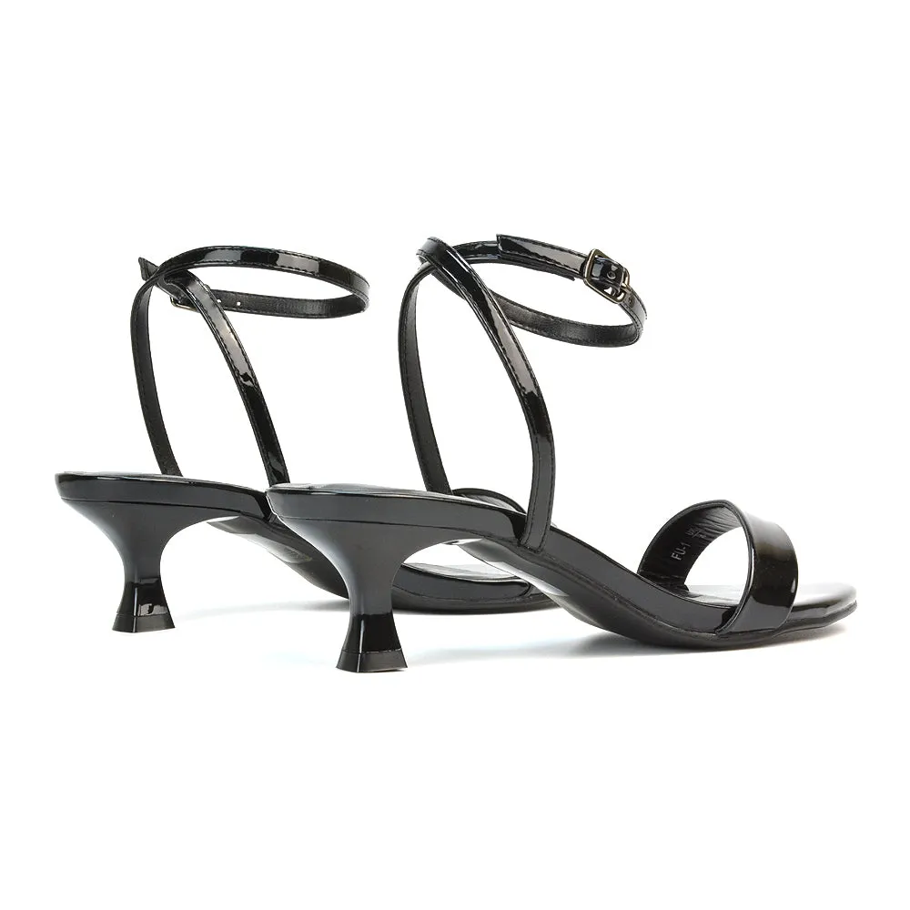 Antonia Strappy Party Kitten Low Heel Sandals in Black Patent sold by XYlondon product image thumbnail 5