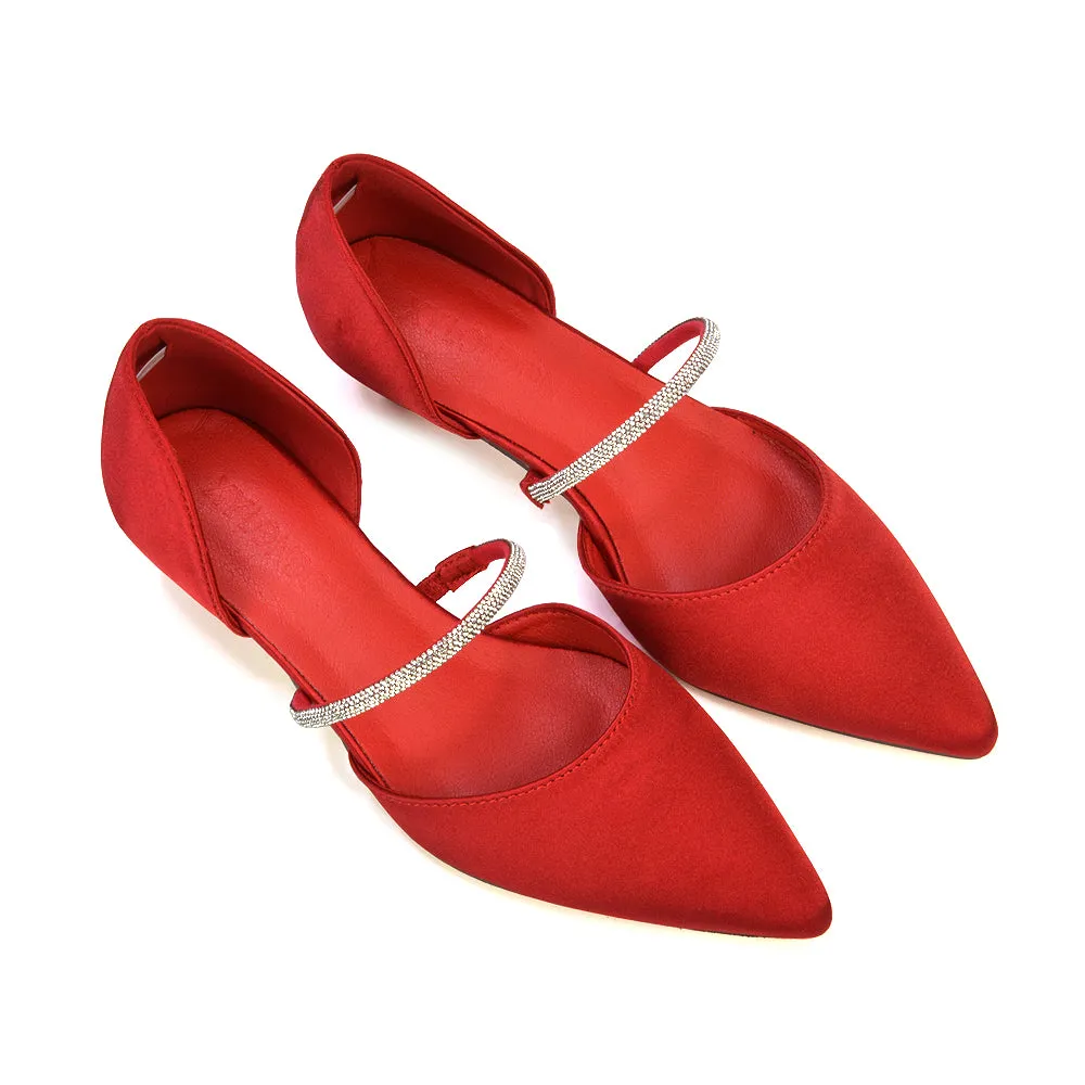 Laura Kitten Heel Diamante Pointed Toe Court Shoes Heels in Red sold by XYlondon product image thumbnail 5