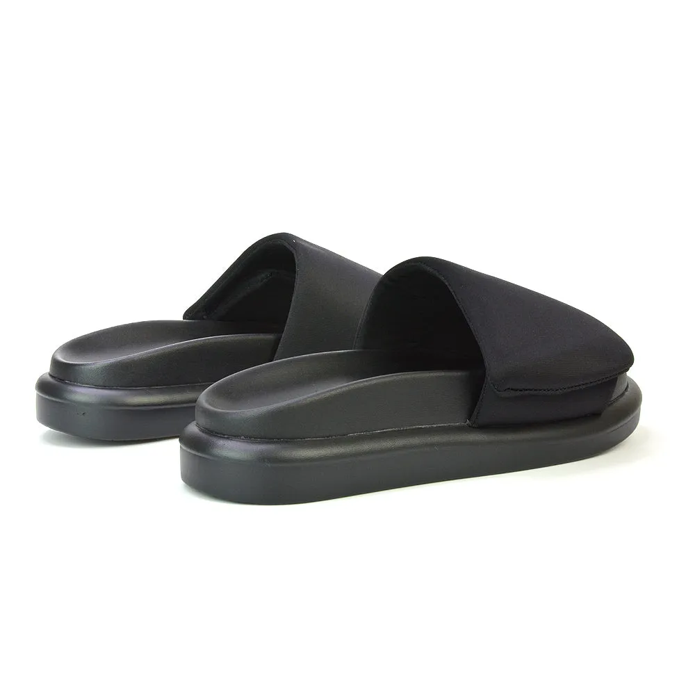 Geri Slip On Adjustable Strap Flatform Slider Flat Sandals in Black sold by XYlondon product image thumbnail 5