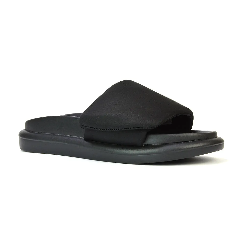 Geri Slip On Adjustable Strap Flatform Slider Flat Sandals in Black sold by XYlondon product image thumbnail 2