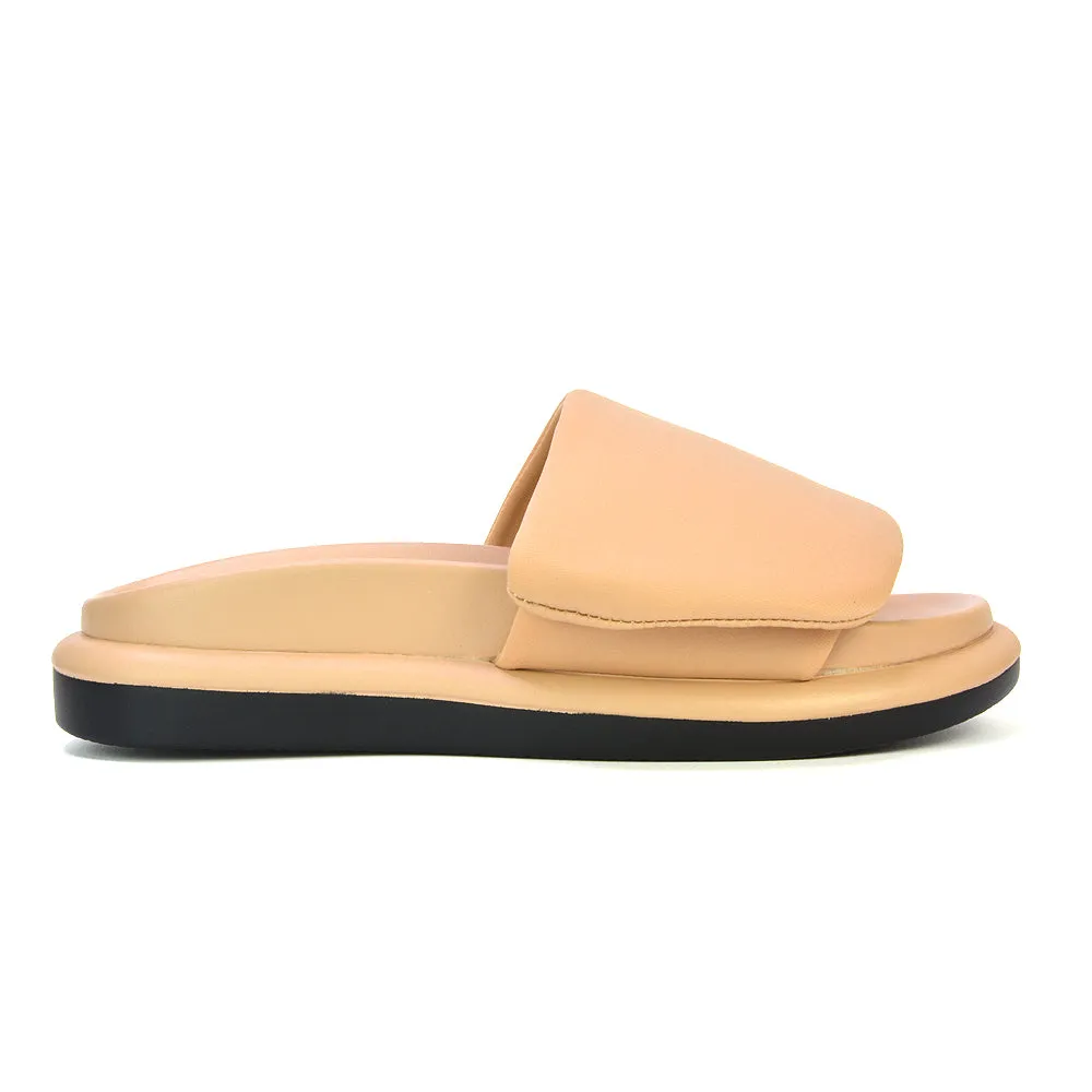 Geri Slip On Adjustable Strap Flatform Slider Flat Sandals in Nude sold by XYlondon product image thumbnail 3