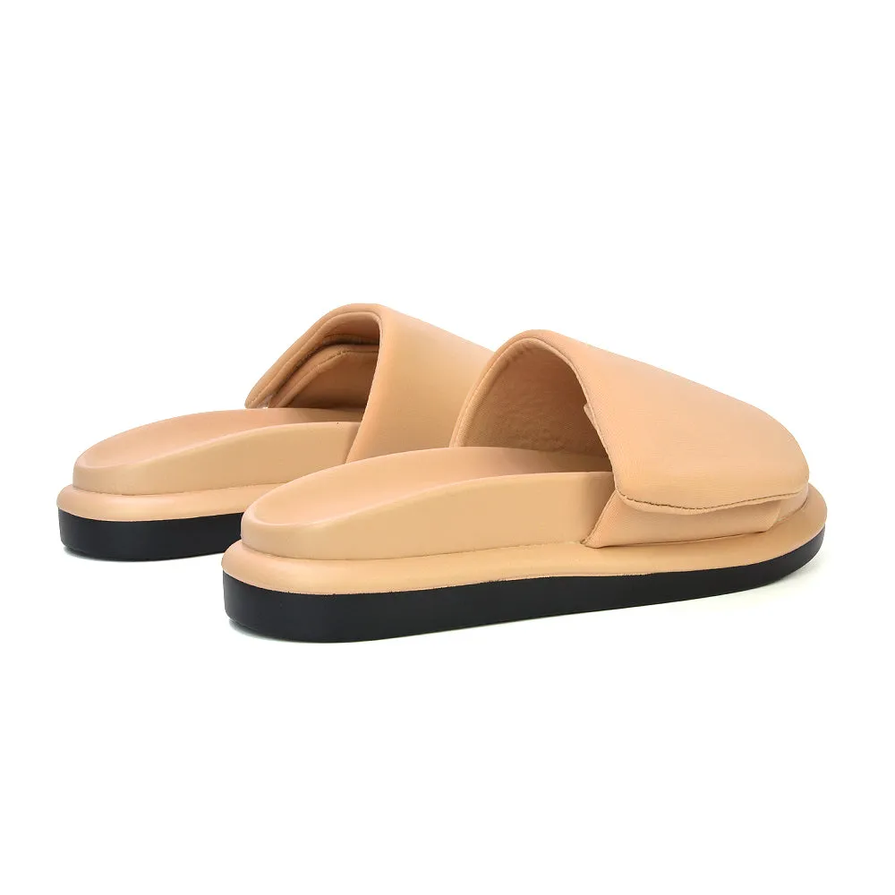 Geri Slip On Adjustable Strap Flatform Slider Flat Sandals in Nude sold by XYlondon product image thumbnail 5