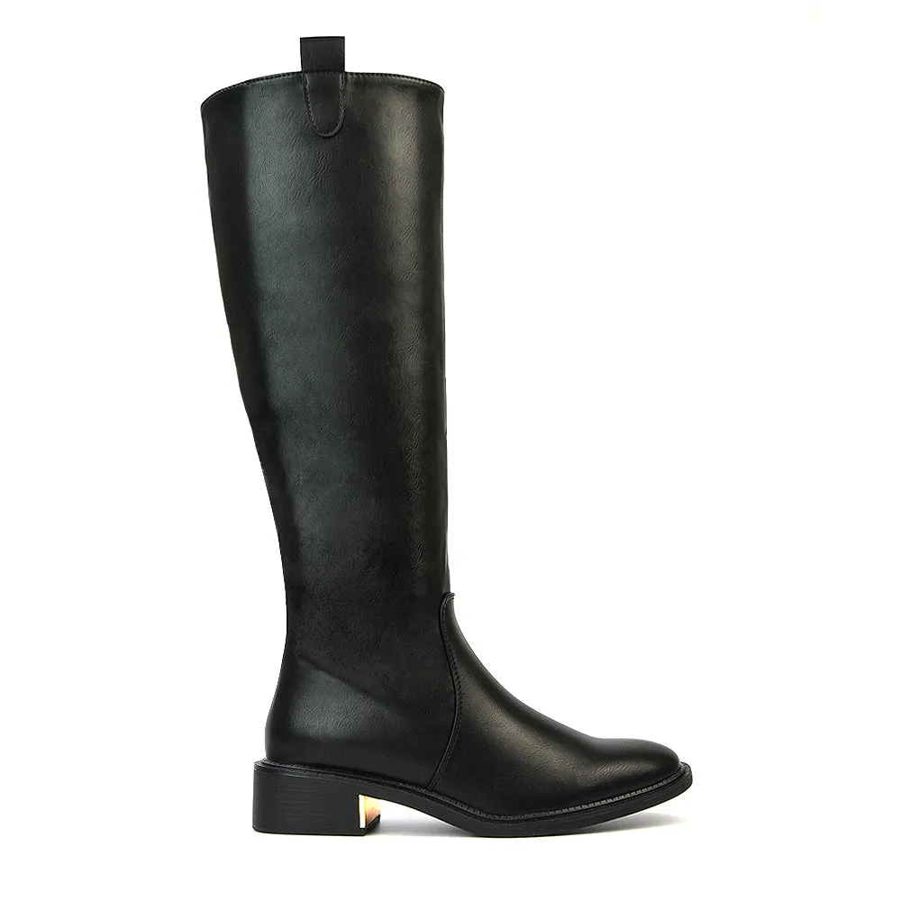 Prince Winter Flat Knee High Boots With Inside Zip in Black Synthetic Leather sold by XYlondon product image thumbnail 3