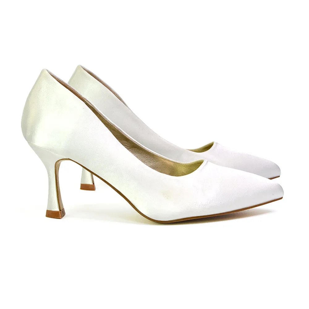 Romi Bridal Shoes Pointed Toe Wedding Glitter Court Shoes Mid Stiletto Heels in Ivory sold by XYlondon product image thumbnail 4