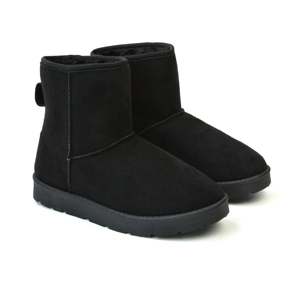 Junie Classic Flat Ankle Winter Boots with Faux Fur Insoles in Black sold by XYlondon