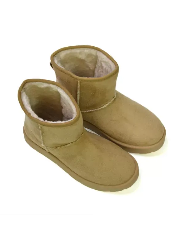 Junie Classic Flat Ankle Winter Boots with Faux Fur Insoles in Sand sold by XYlondon product image thumbnail 2