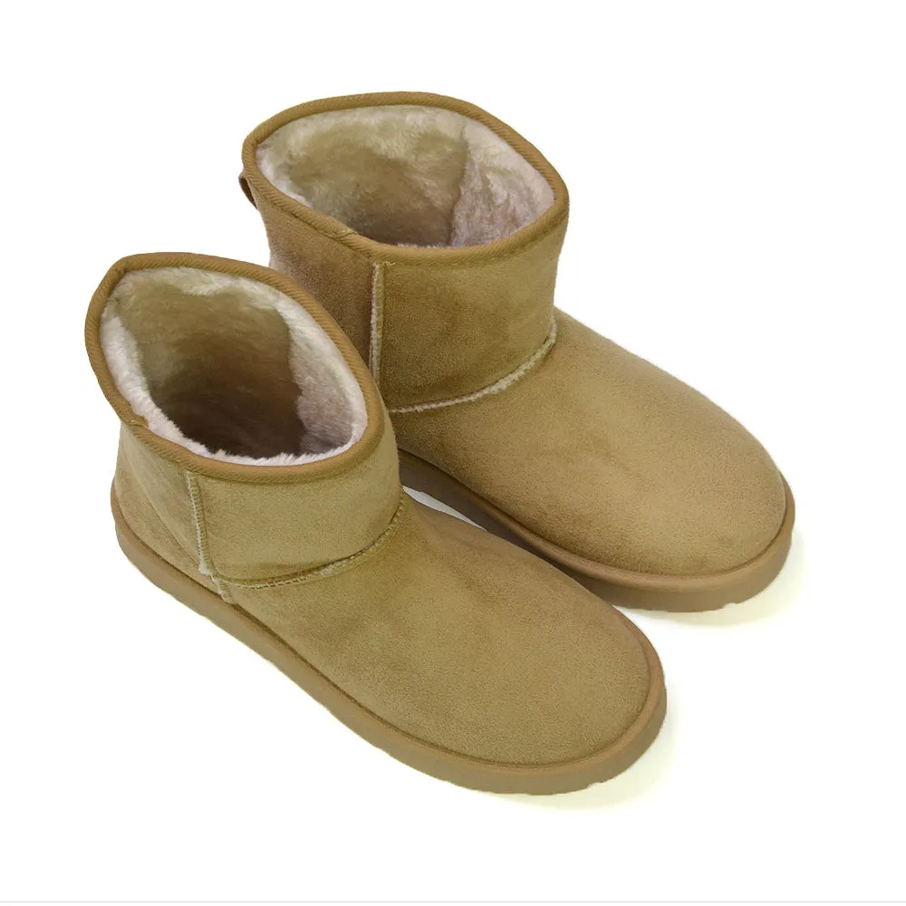 Junie Classic Flat Ankle Winter Boots with Faux Fur Insoles in Sand sold by XYlondon product image thumbnail 3