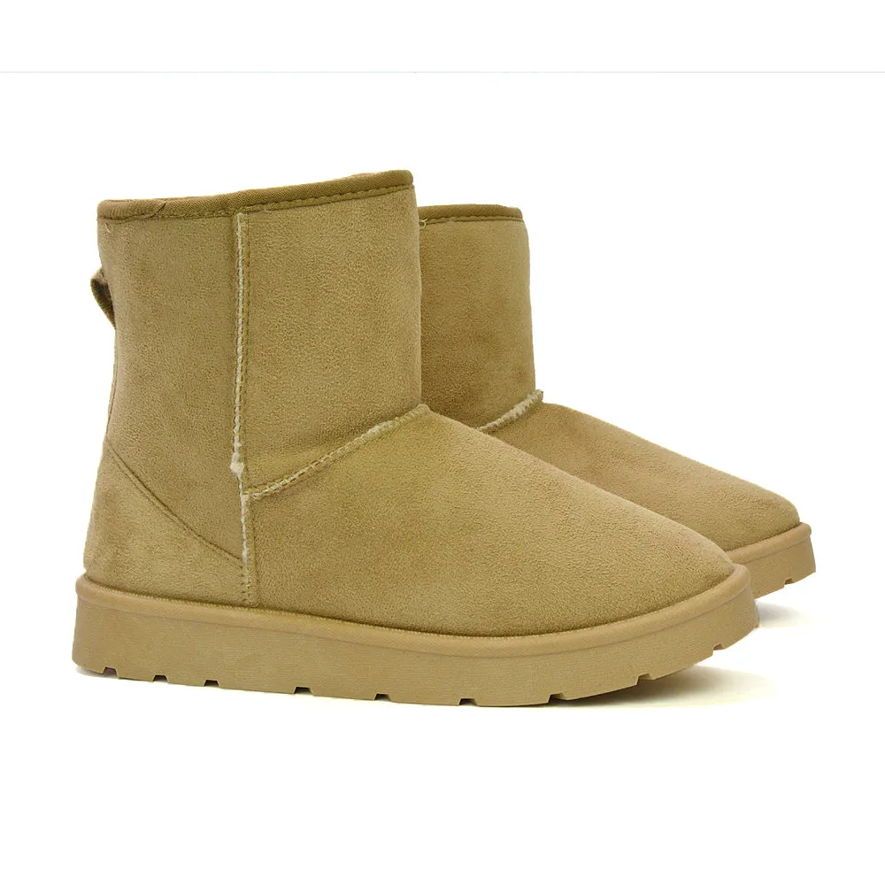 Junie Classic Flat Ankle Winter Boots with Faux Fur Insoles in Sand sold by XYlondon product image thumbnail 5