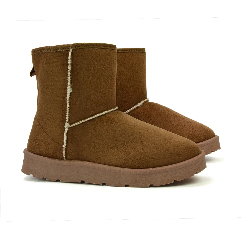 Junie Classic Flat Ankle Winter Boots with Faux Fur Insoles in Chestnut sold by XYlondon product image thumbnail 5