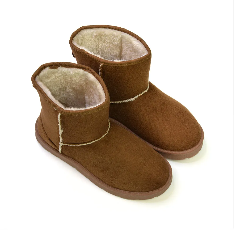 Junie Classic Flat Ankle Winter Boots with Faux Fur Insoles in Chestnut sold by XYlondon product image thumbnail 4