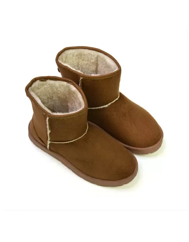 Junie Classic Flat Ankle Winter Boots with Faux Fur Insoles in Chestnut sold by XYlondon product image thumbnail 3