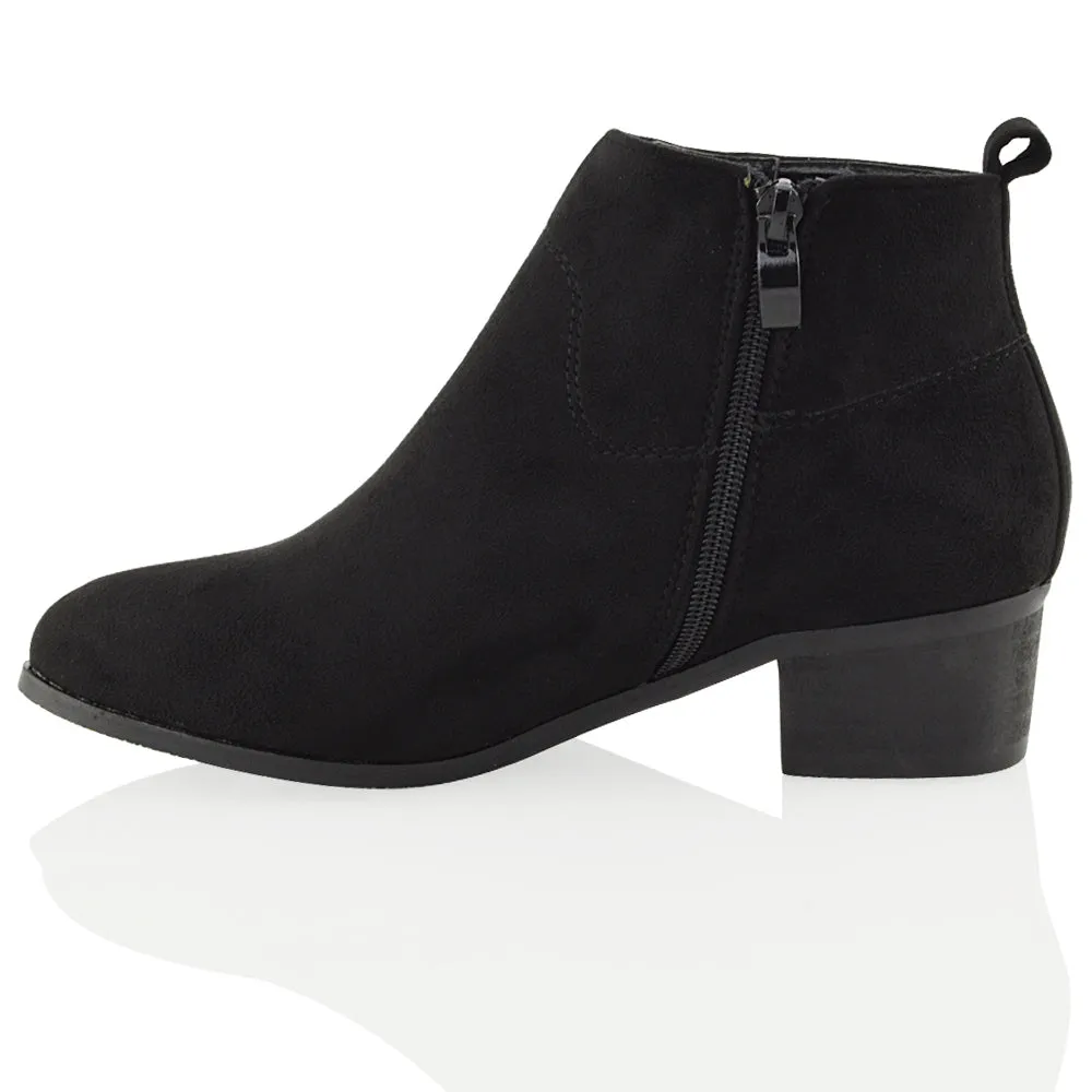 Melodie Faux Suede Zip Up Cowboy Ankle Boots With Low Block Heel in Black sold by XYlondon product image thumbnail 3