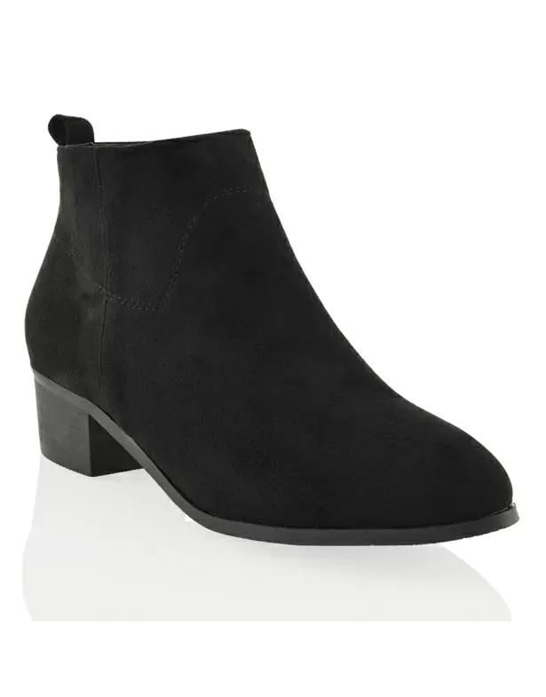 Melodie Faux Suede Zip Up Cowboy Ankle Boots With Low Block Heel in Black sold by XYlondon product image thumbnail 2