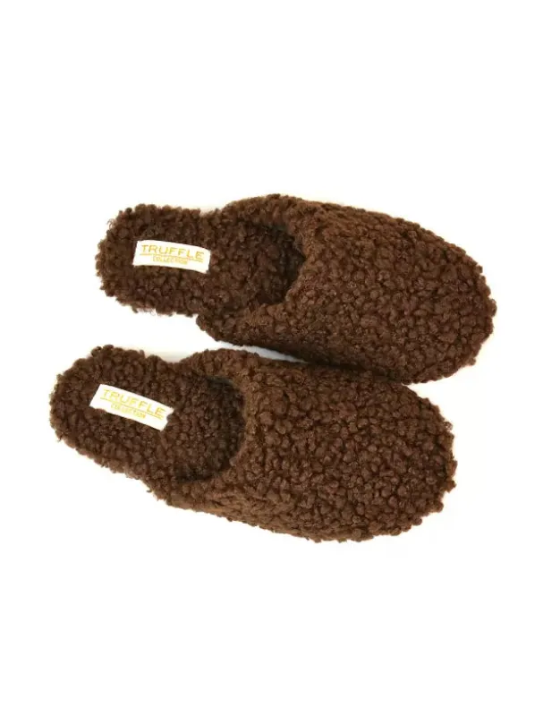 Jody Borg Cosy Slip On Closed Round Toe Mule Flat Slippers in Brown made by XYlondon