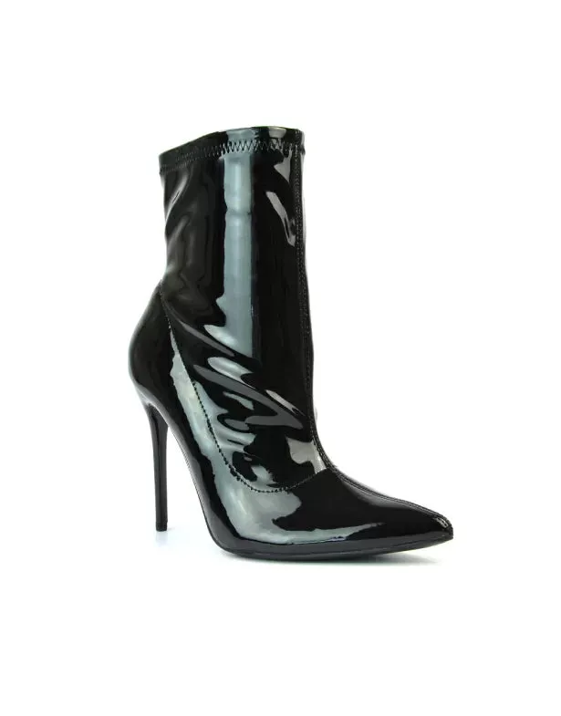 Felix Pointed Toe Stretchy Sock Ankle Boots With Stiletto Heel in Black Lycra sold by XYlondon product image thumbnail 3